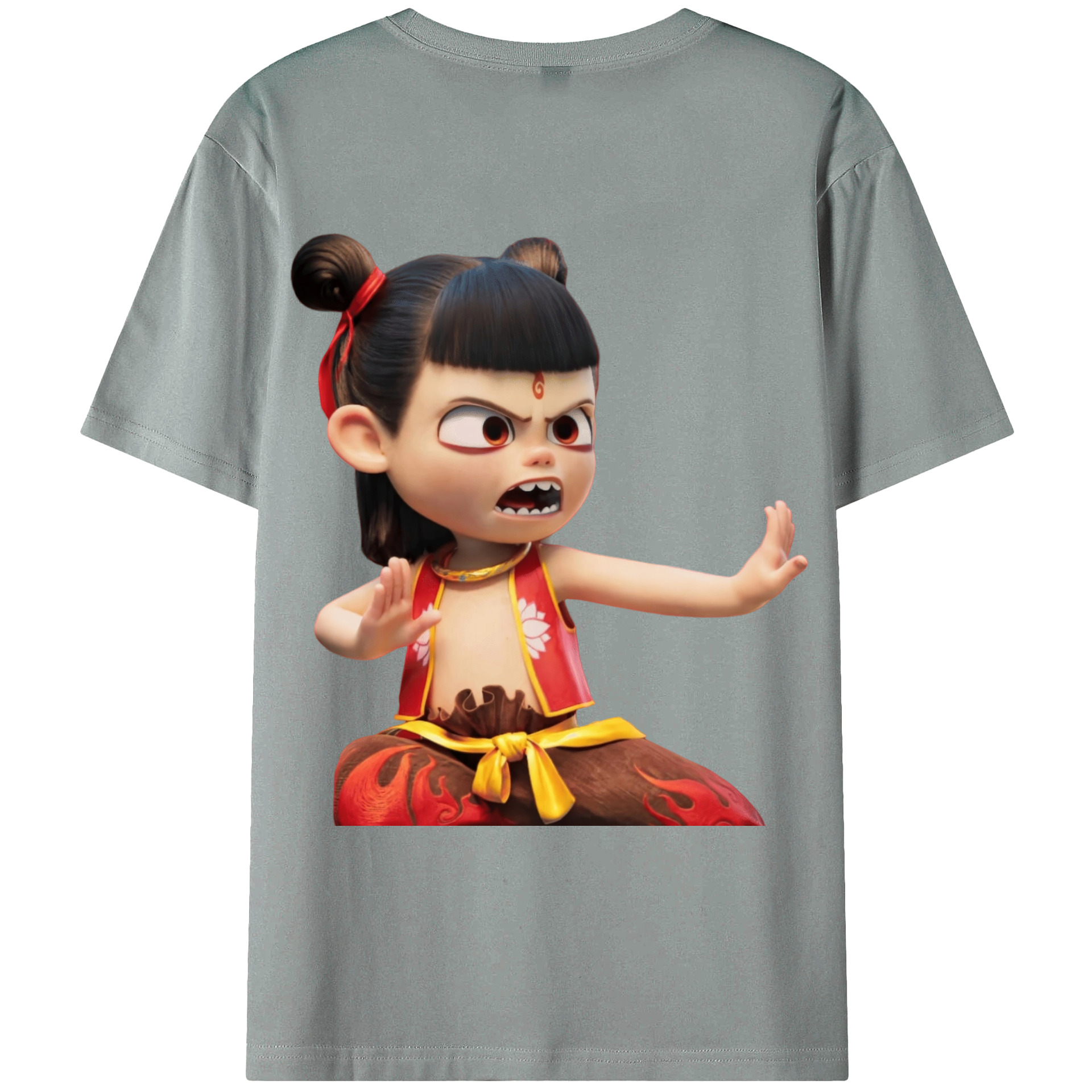 （画像用） Ne Zha 2 ナタ 魔童の大暴れ 綿100％ メンズ半袖Tシャツ（バックプリント） 通気性